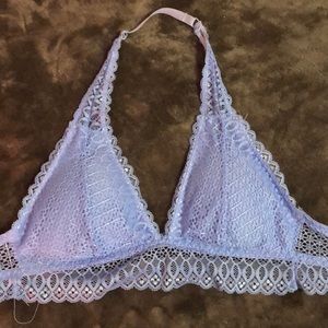Light blue lace halter bralette